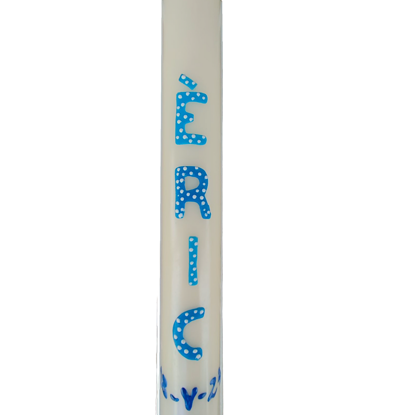 Large christening candle 60 x 4 cm with drawings