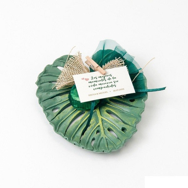 Plato resina hoja tropical 1 bombón