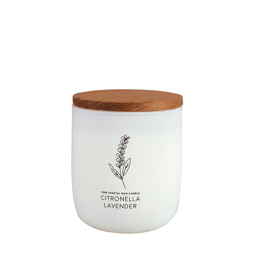 Vela antimosquitos en vaso de cristal color blanco