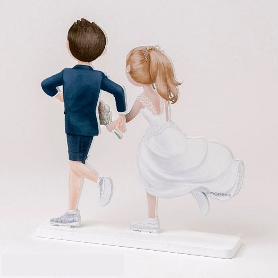 Figura de madera para boda Pop&Fun novios running