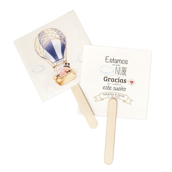 Set de 25 abanicos de papel y madera para boda.