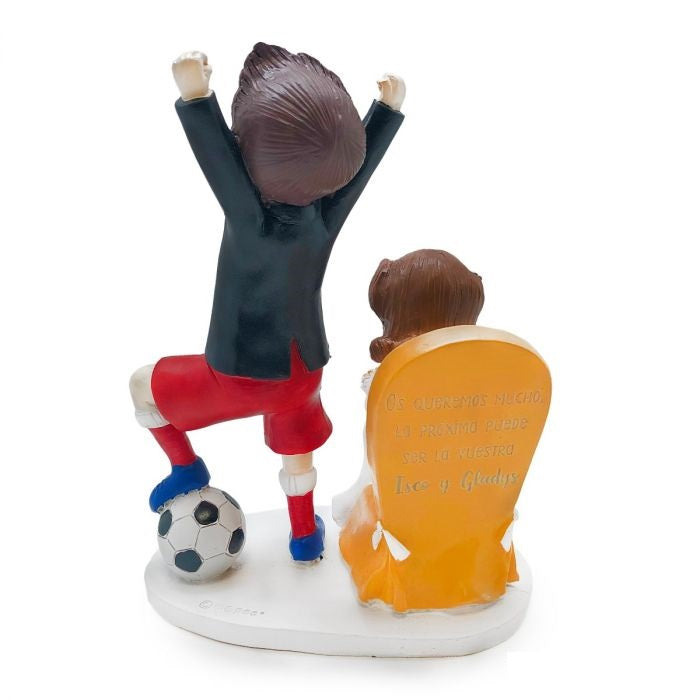 Figurine pastel couple footballeur Pop & Fun 14,5x19,5 cm