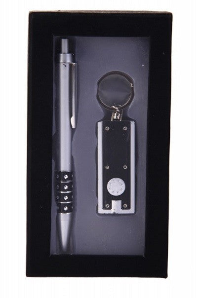 Gift box pen and keychain led flashlight
