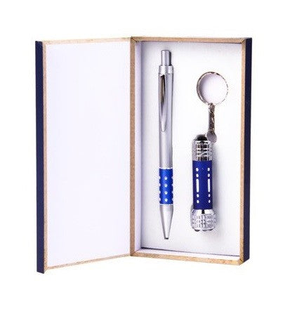 Gift box pen and flashlight keychain