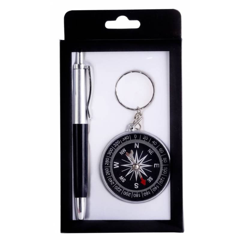 Gift box with pen and compass