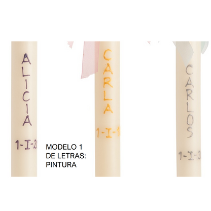 SUPER OFFRE !! Bougie de baptême carrée serrée 56 x 3 cm.