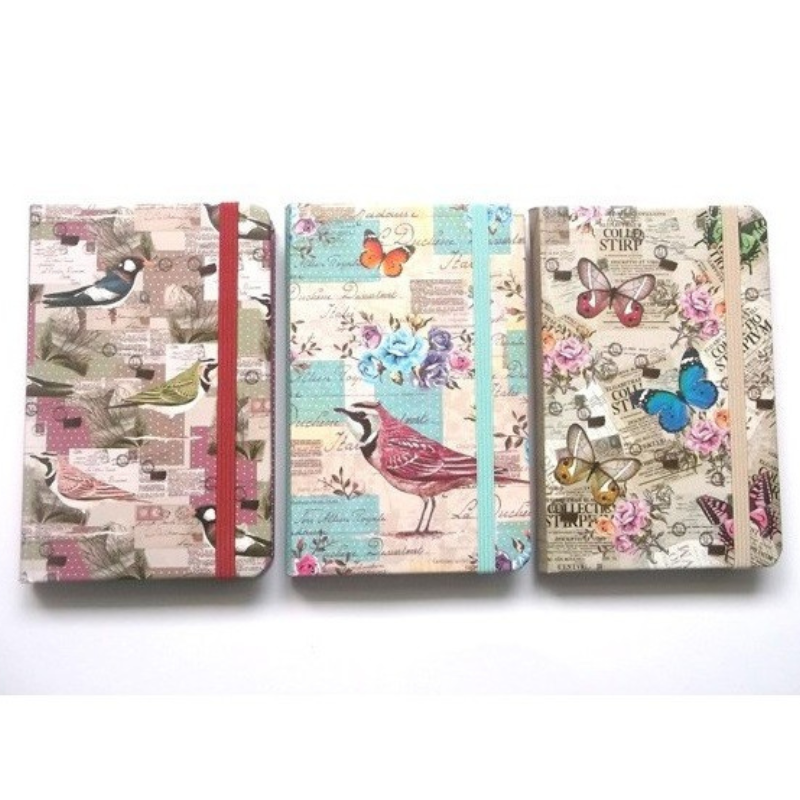 Hard cover notebook with butterfly closure