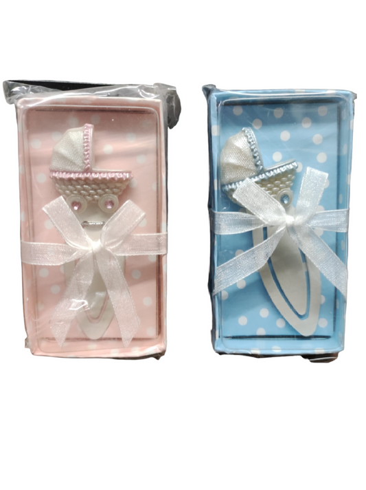 SUPER OFERTA!! Punto de libro de Cochecito rosa o azul + caja regalo