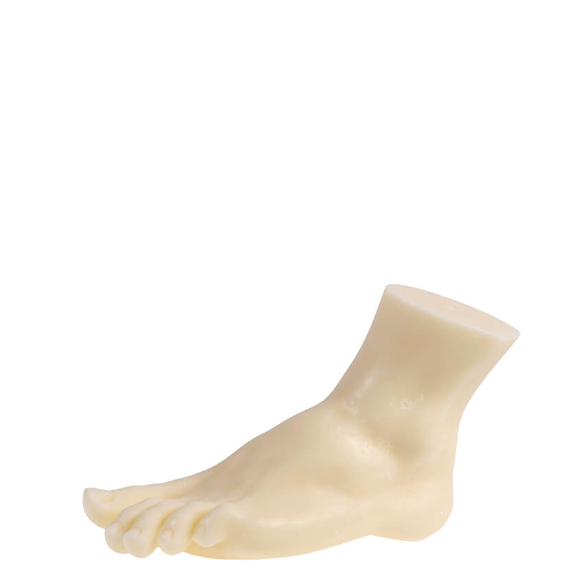Foot-shaped wax sculpture candle