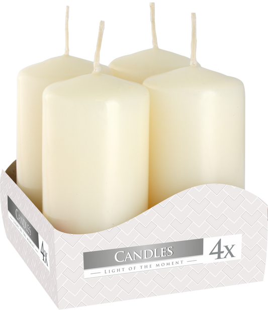Pack de 4 velas color marfil de 8 x 4 cm