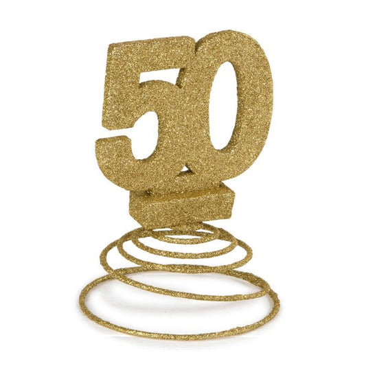 Deco.50th anniversary golden glitter with spring 10x15cm.