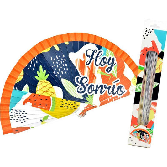 Set de 3 abanicos con dibujos tropicales
