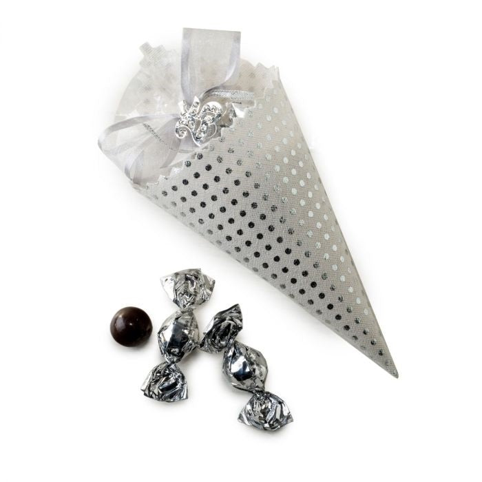 Silver dots cone 25th anniversary pendant, 5croki-choc.