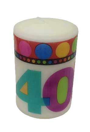 Handmade decorated 15 x 10 birthday candle