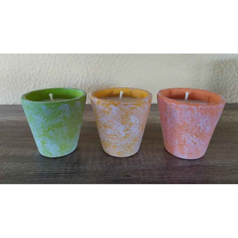 Pack of 3 colored small pot anti-mosquito candles