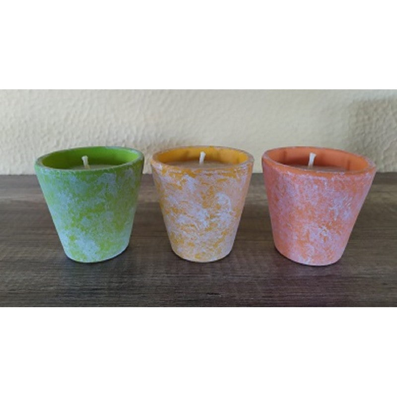 SUPER OFERTA!! Pack de 3 velas antimosquitos tiesto pequeño colores