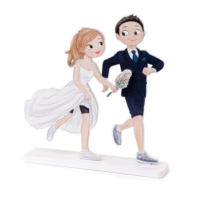 Figura de madera para boda Pop&Fun novios running