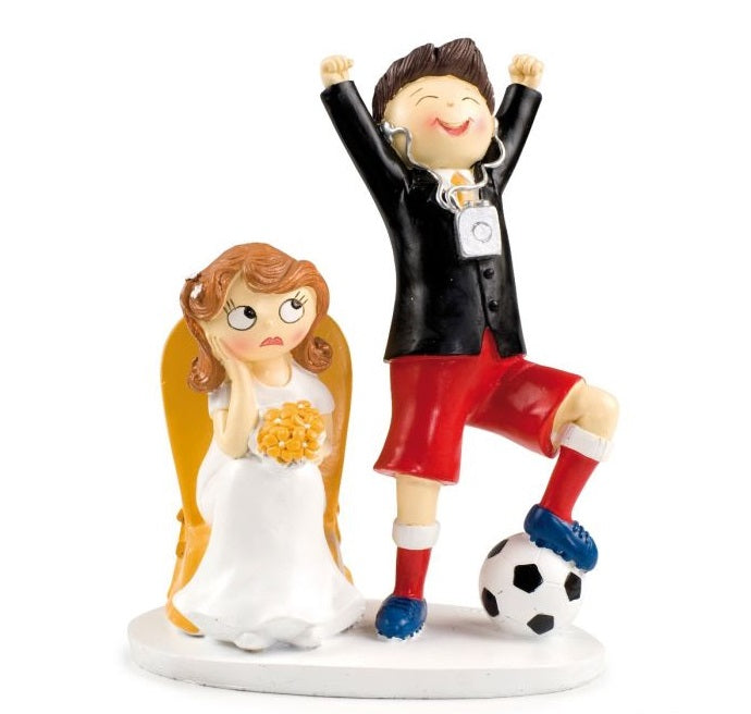 Figurine pastel couple footballeur Pop &amp; Fun 14,5x19,5 cm